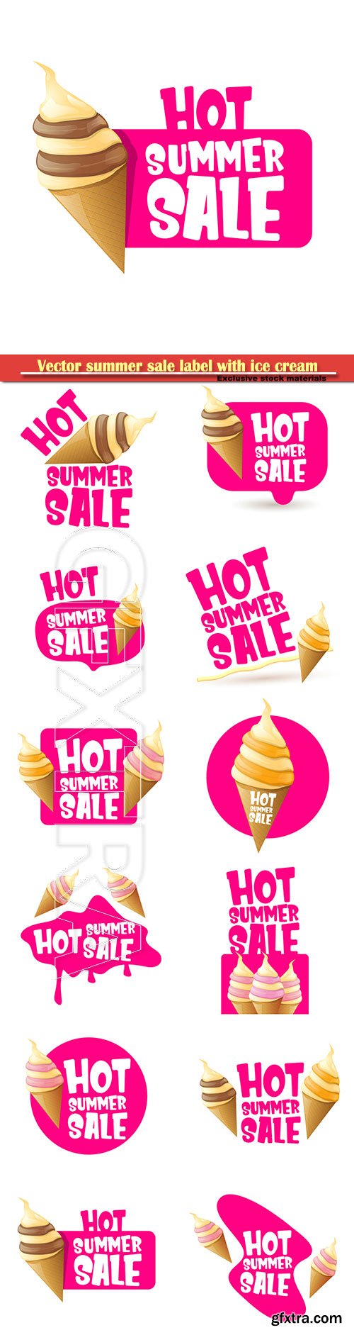 Vector summer sale label with melting ice cream