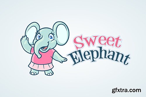 Sweet Little Elephant Girl Mascot Logo