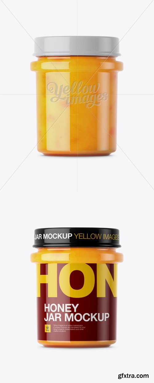 Creamed Honey w/ Dried Apricots Glass Jar Mockup - Front View 14002