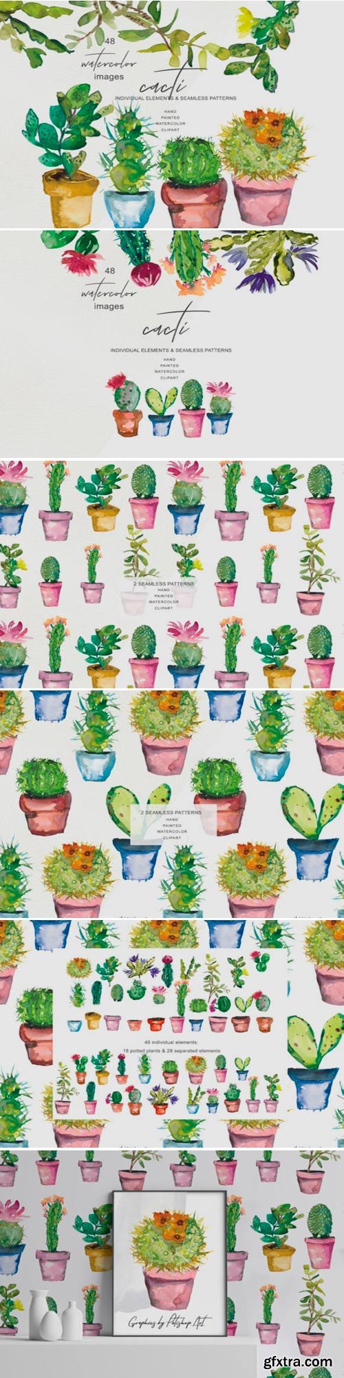 Watercolor Cactus Clip Art Collection 1584458