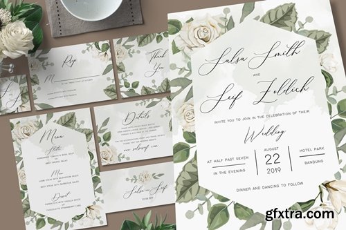 White Flower Wedding Invitation