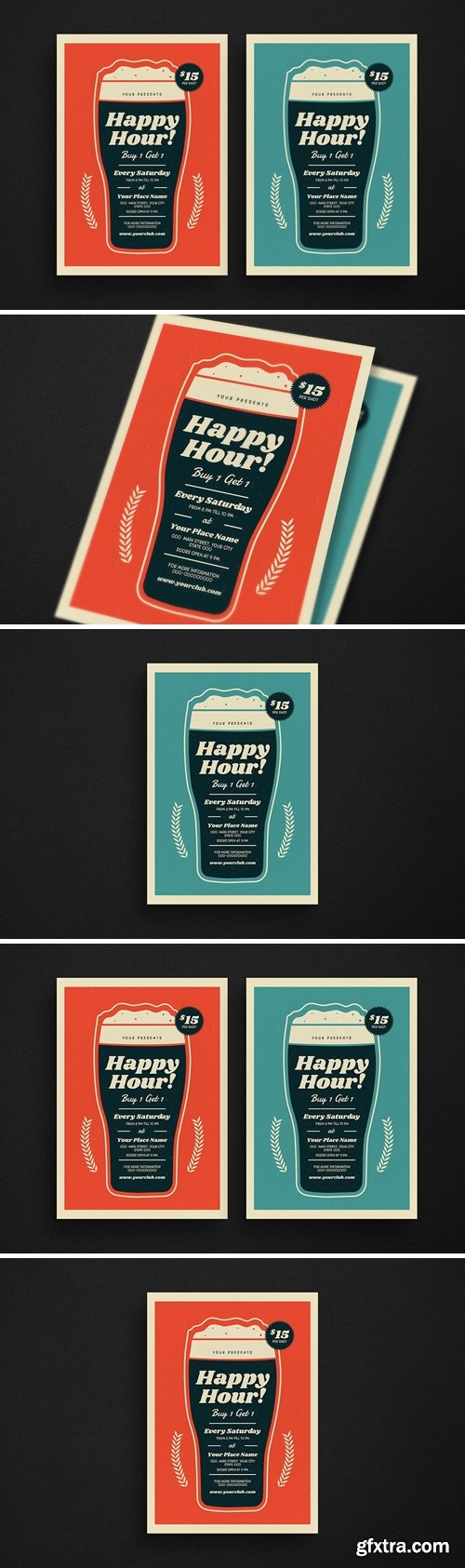 Retro Beer Happy Hour Event Flyer