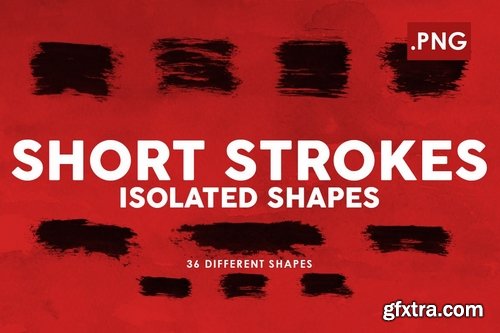 36 Short Ink Strokes PNG Shapes