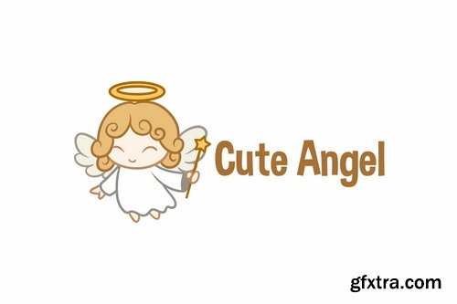 Cute Little Angel Character Mascot Logo