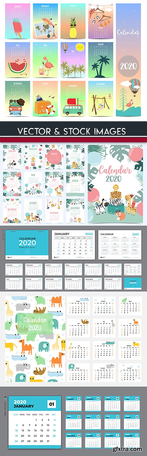 Desktop calendar 2020 template creative design
