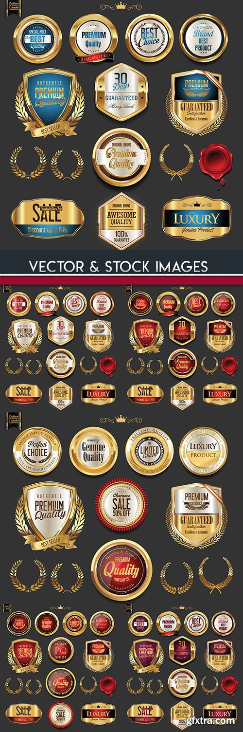 Premium quality golden badges and labels collection 26