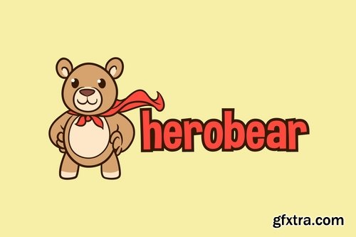 Hero Bear - Stuffed Bear Character Mascot Logo