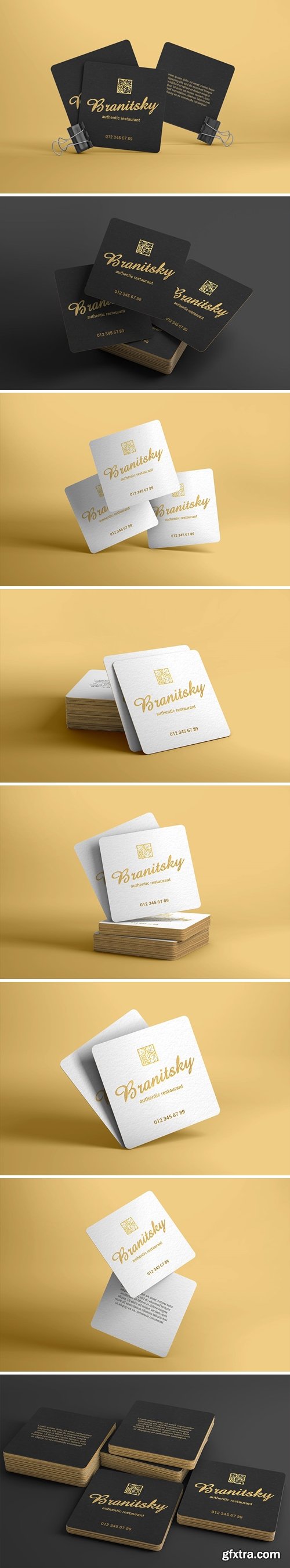 Square Business Card With Rounded Corners Mockups