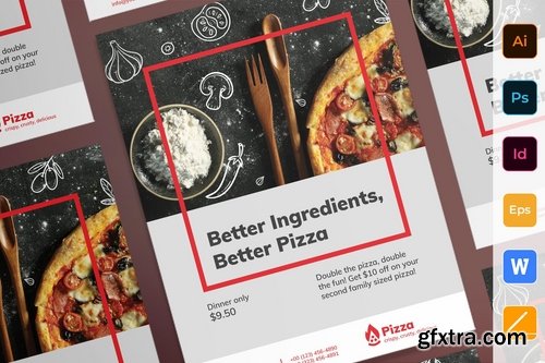 Pizza Poster Flyer Business Card Brochure Bifold Trifold