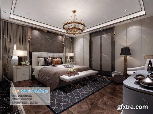 Modern Style Bedroom Interior Scene 02 (2019)