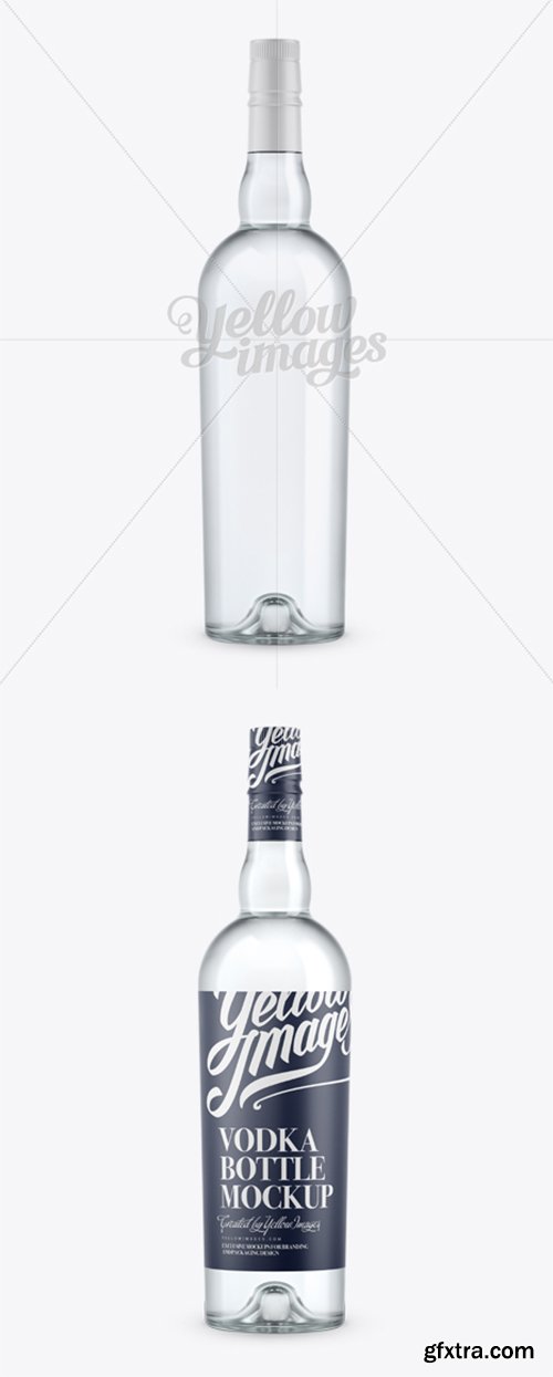 Clear Glass Vodka Bottle Mockup - Front View 12069