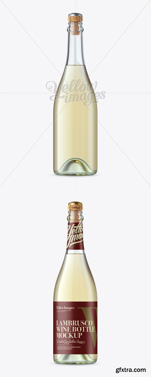 Clear Glass Lambrusco Bottle W/ White Wine Mockup 12438