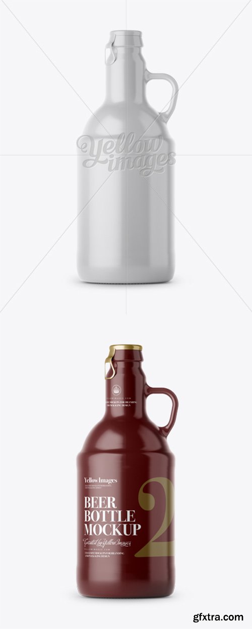 Beer Bottle w/ Handle Mockup - Front View 12687