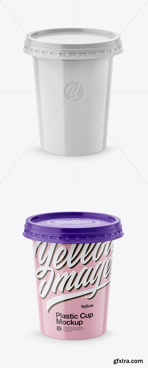500g Plastic Cup Mockup - Front & Top Views (High-Angle Shot) 27848