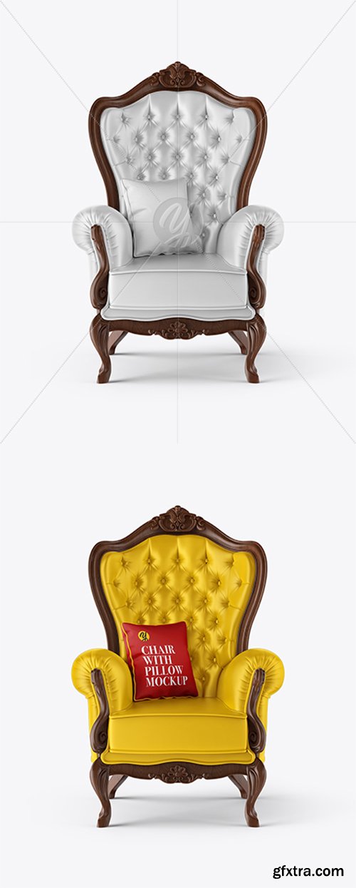 Vintage Chair with Pillow Mockup 36673