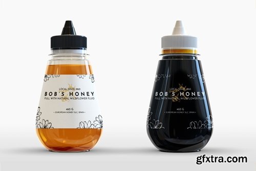 Plastic Honey Bottle Mock-Up Template