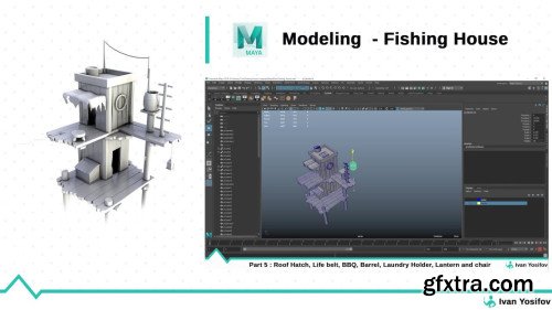 Autodesk Maya - Modeling Lowpoly Cartoon Fishinag House