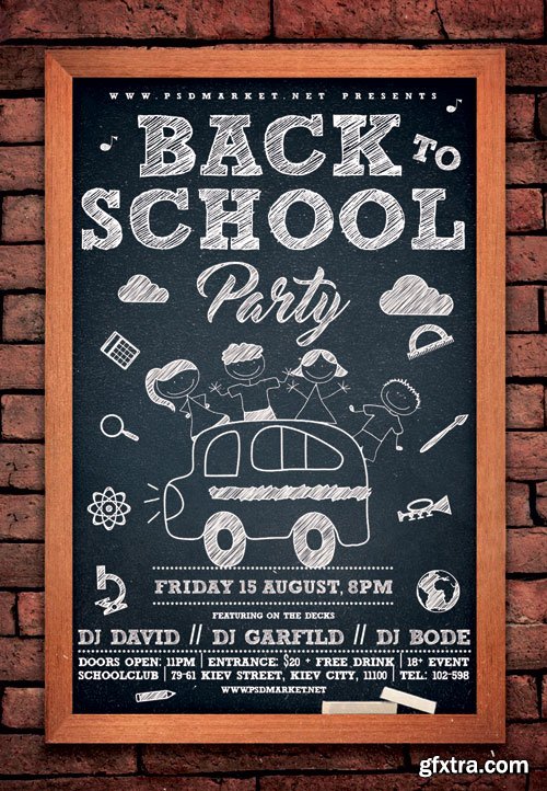 Back to school party kids - Premium flyer psd template