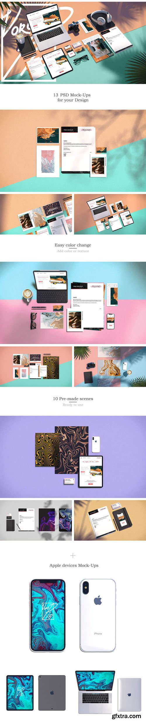 13 Pre-made Scenes PSD Mockups Collection