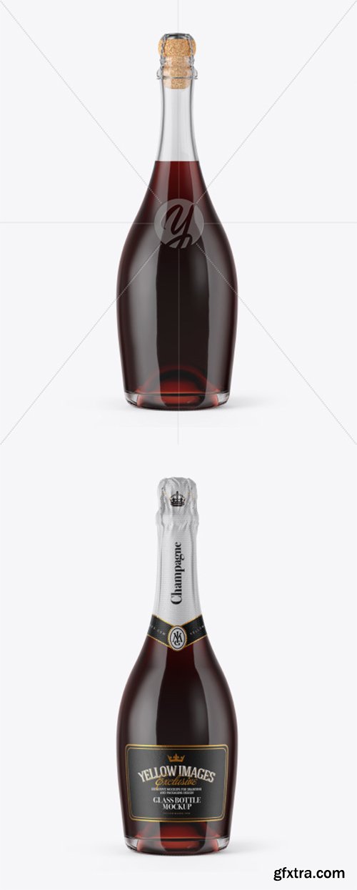 Red Wine Bottle with Foil Mockup 37798