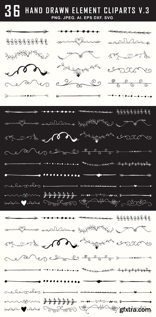 Hand Drawn Design Element Cliparts Ver. 3