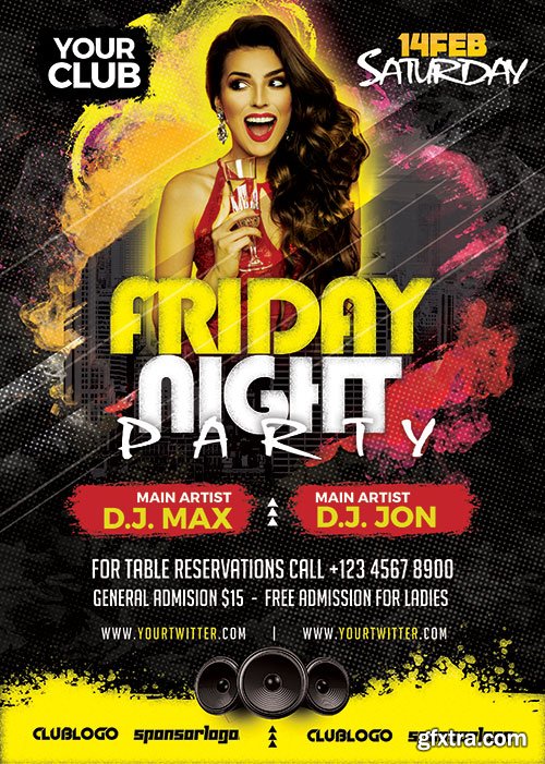 Friday Night Party - Flyer Template PSD