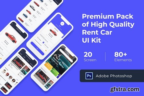 Rent Car Mobile UI KIT for Photoshop Sketch and XD