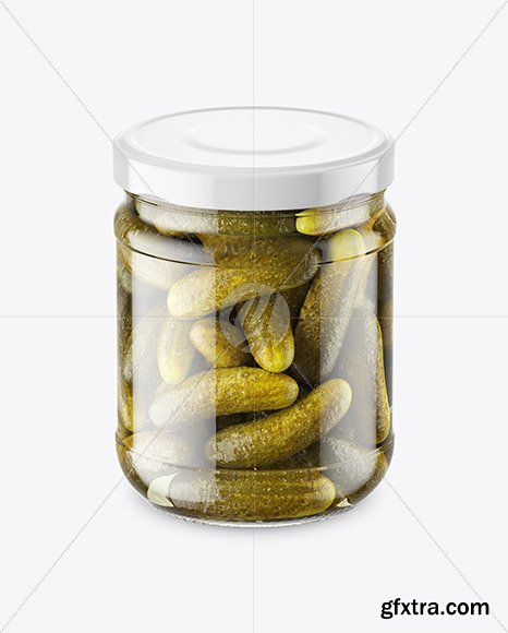 Clear Glass Jar with Pickled Cucumbers 46558