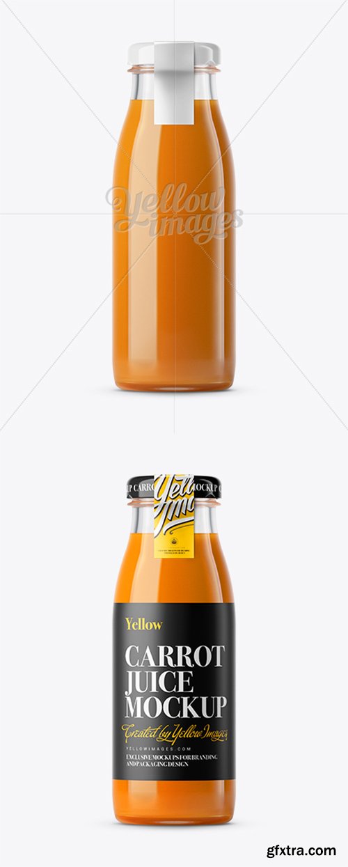 Carrot Juice Glass Bottle with a Tag Mockup 11815
