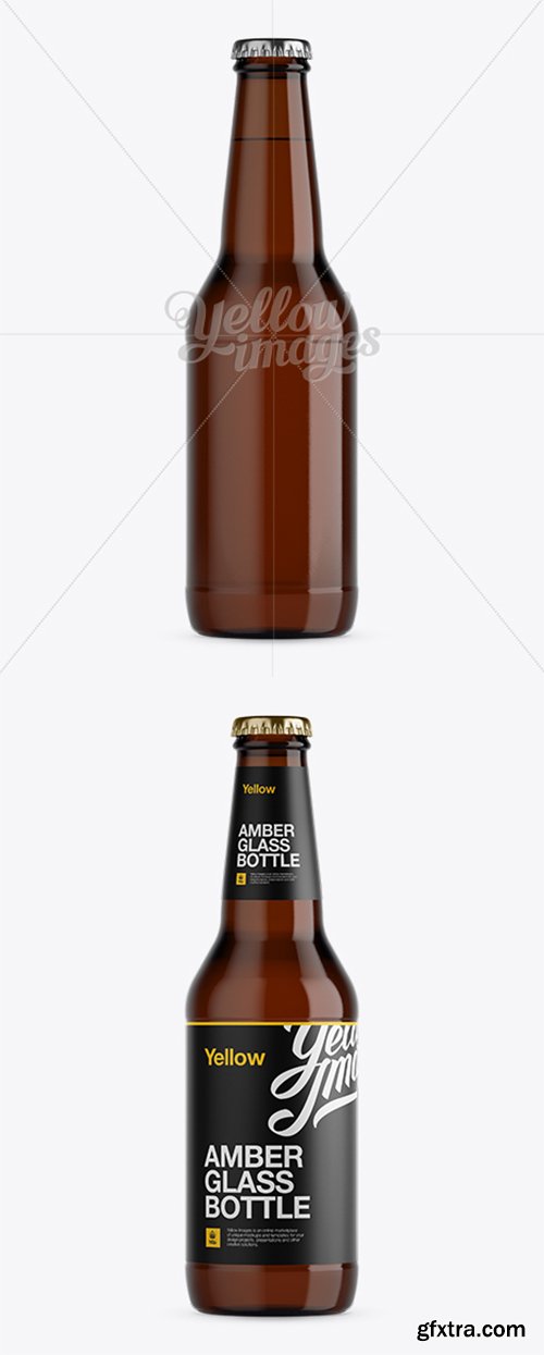 330ml Amber Glass Bottle Mockup 11845