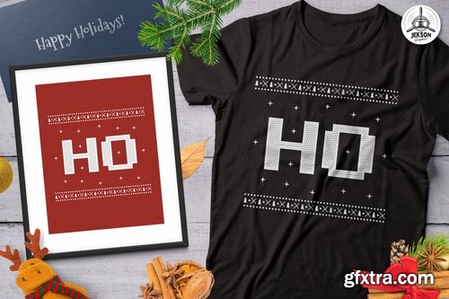 Christmas Ho Ho Sweater T-Shirt Xmas Retro Party