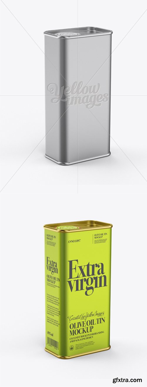 Olive Oil Tin Can Mockup - Half-Side View 12321