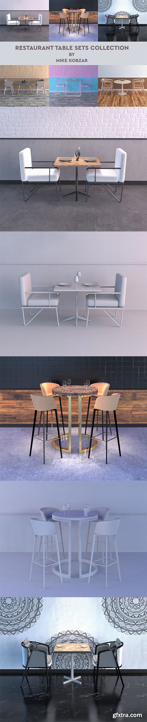 Cgtrader - RESTAURANT TABLE SETS COLLECTION 3D model