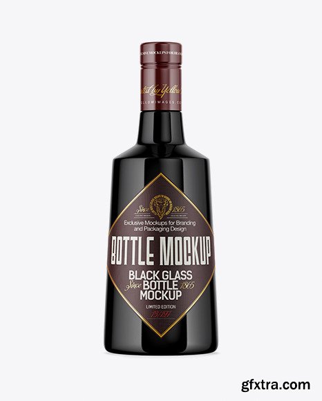 Black Glass Bottle Mockup 46353