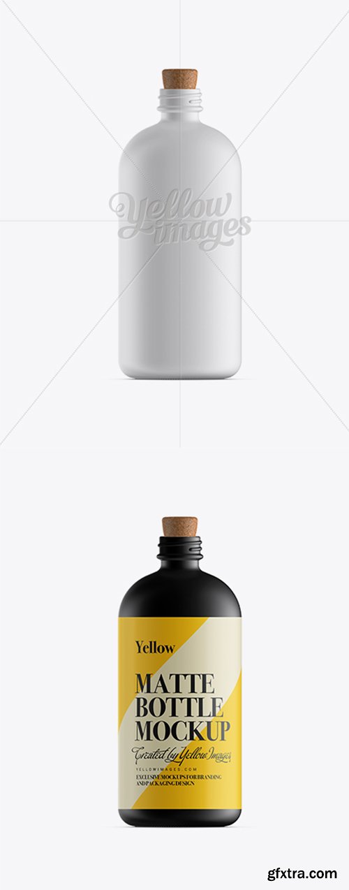 Matte Glass Bottle W/ Cork Stopper Mockup 11779