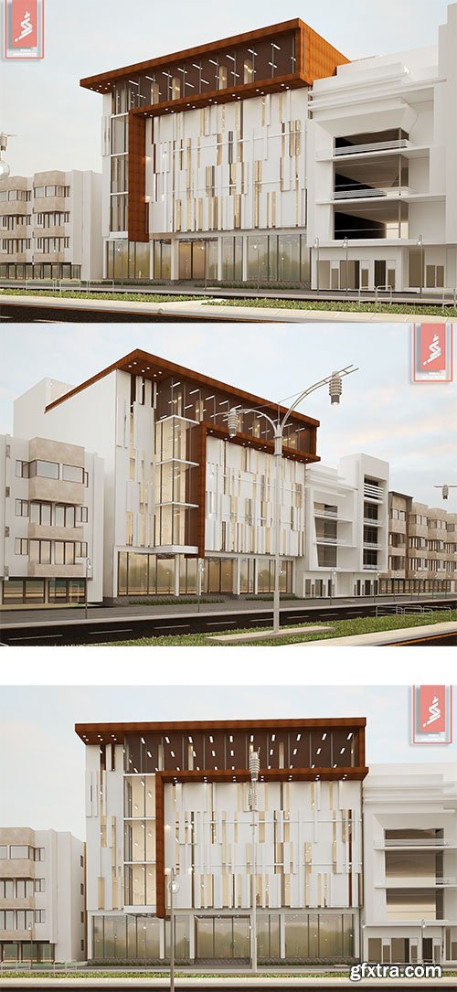 Cgtrader - comercial modern building muilty store 3D model