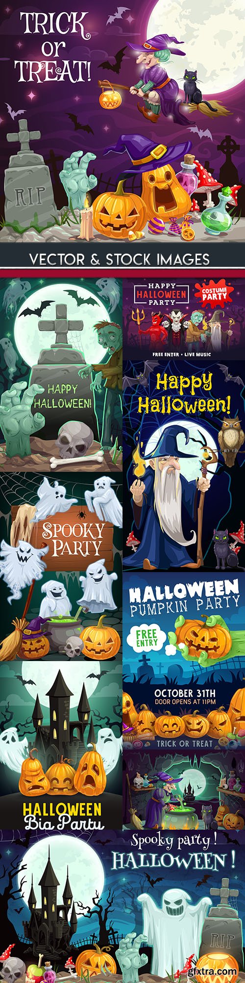 Happy Halloween holiday cartoon illustration collection 22