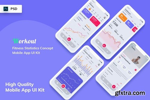 Fitness Statistics Mobile App UI Kit Light Version