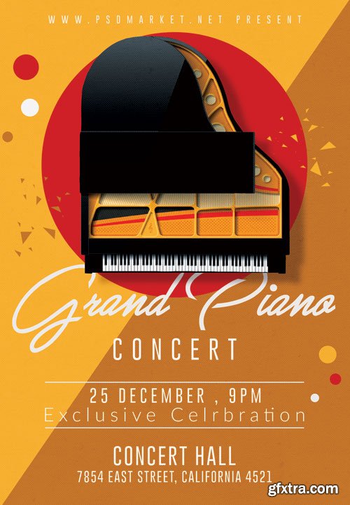 Grand piano concert - Premium flyer psd template