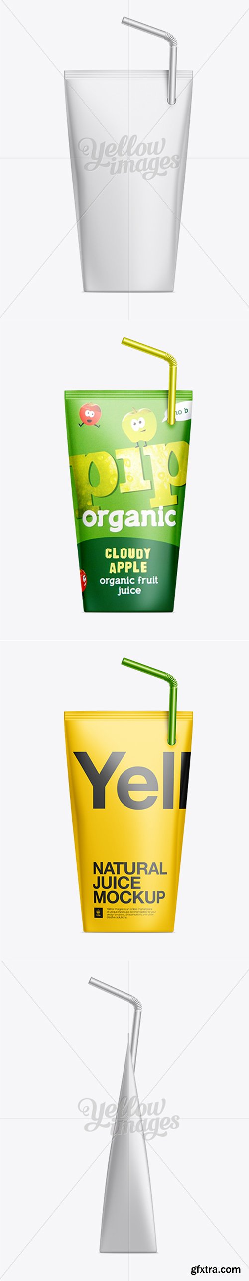 200ml Juice Package with Straw Mockup 10100