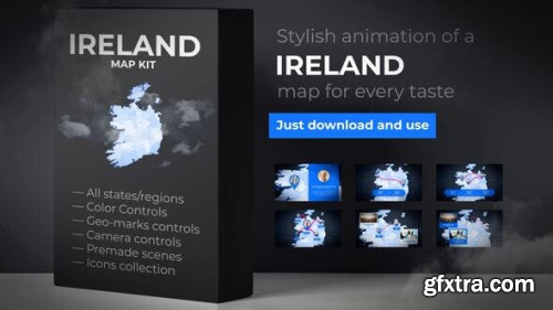 VideoHive Ireland Map - Ireland Animated Map Kit 24222961