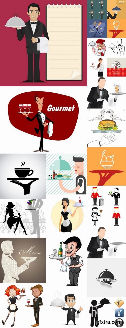 Vector images waiters 25 Eps