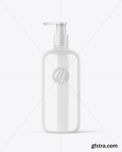 Clear Cosmetic Bottle with Pump Mockup 46827