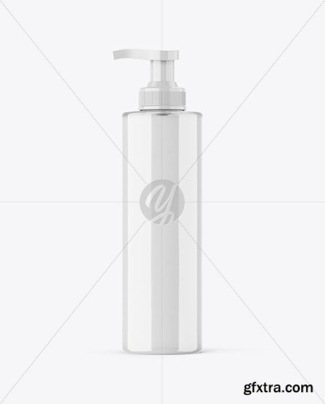 Clear Cosmetic Bottle with Pump Mockup 46834