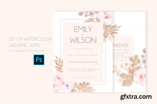 Set of watercolor Wedding Suite