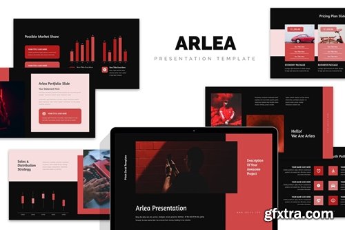 Arlea : Red Color Tone Pitch Deck Powerpoint