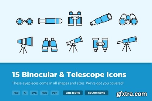 15 Binocular Telescope Icons