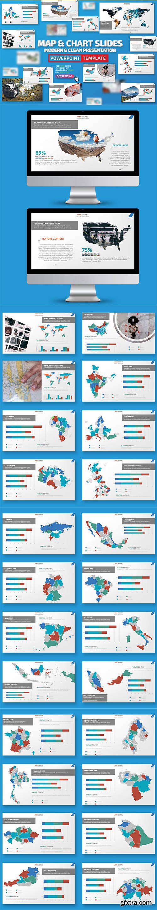 Map & Charts Keynote and Powerpoint Presentation