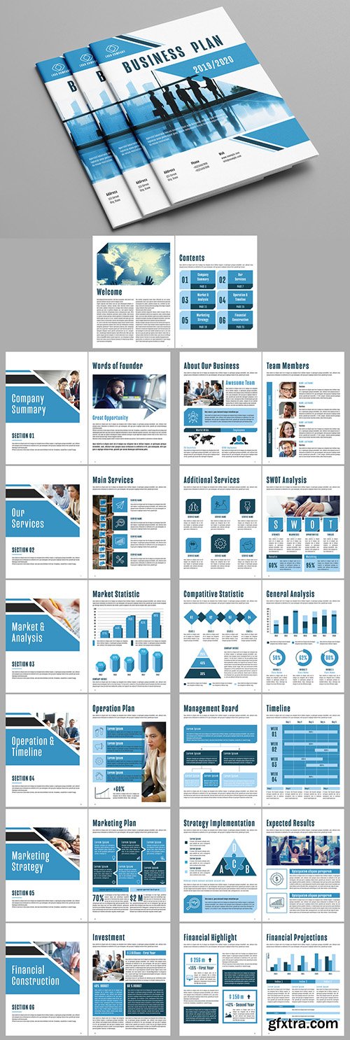 Business Plan Layout with Blue Accents 245224119