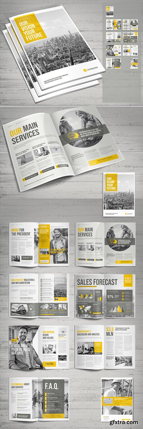 Business Brochure Layout with Yellow Accents 242916846